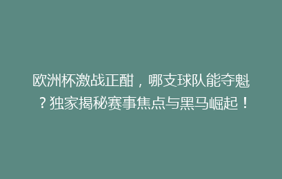 欧洲杯激战正酣,哪支球队能夺魁?独家揭秘赛事焦点与黑马崛起!