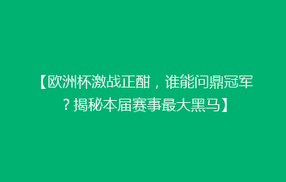 【欧洲杯激战正酣，谁能问鼎冠军？揭秘本届赛事最大黑马】