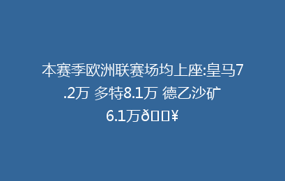 本赛季欧洲联赛场均上座:皇马7.2万 多特8.1万 德乙沙矿6.1万🔥