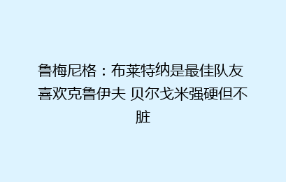 鲁梅尼格：布莱特纳是最佳队友 喜欢克鲁伊夫 贝尔戈米强硬但不脏
