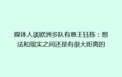 媒体人谈欧洲多队有意王钰栋:想法和现实之间还是有很大距离的