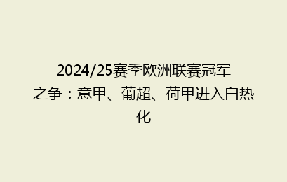 2024/25赛季欧洲联赛冠军之争：意甲、葡超、荷甲进入白热化