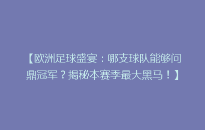 【欧洲足球盛宴：哪支球队能够问鼎冠军？揭秘本赛季最大黑马！】