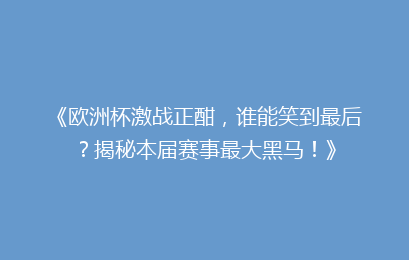 《欧洲杯激战正酣，谁能笑到最后？揭秘本届赛事最大黑马！》