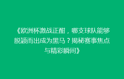 《欧洲杯激战正酣，哪支球队能够脱颖而出成为黑马？揭秘赛事焦点与精彩瞬间》