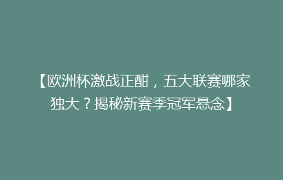 【欧洲杯激战正酣，五大联赛哪家独大？揭秘新赛季冠军悬念】